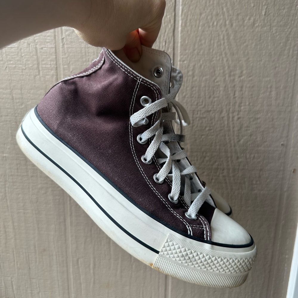 Converse Brown and White High-Top Sneakers